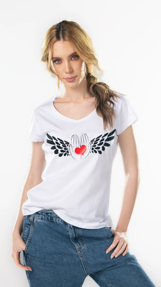 Tricou alb Inimă