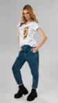 Tricou alb inimă leopard